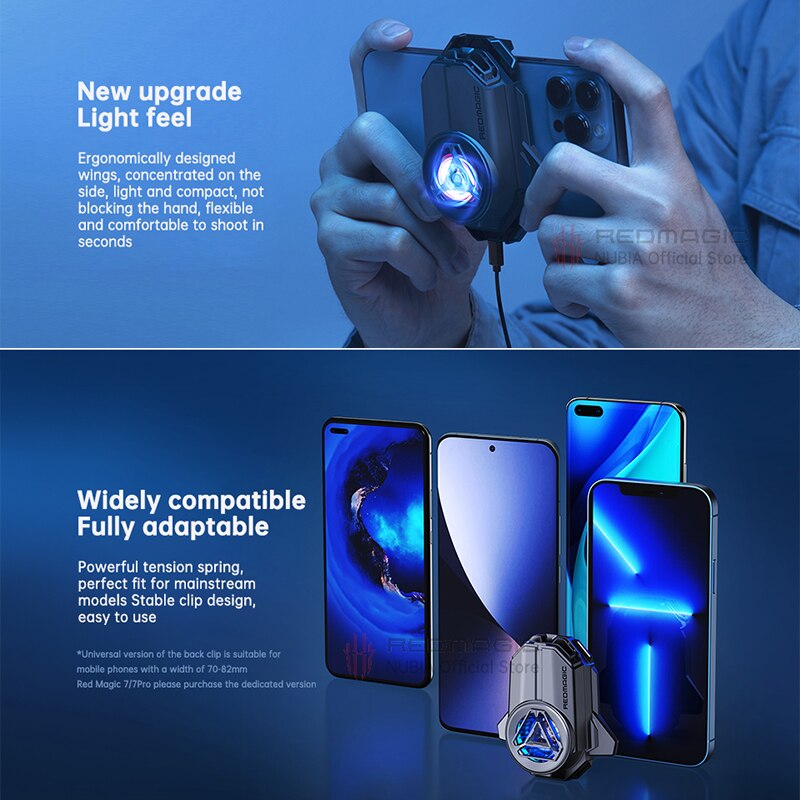 Original Nubia RedMagic Turbo Cooler RedMagic 8 Pro 7S Pro GamingPhone FanCooler Support APP Control ICE Dock Suitable 70-82mm - Jeglowstore