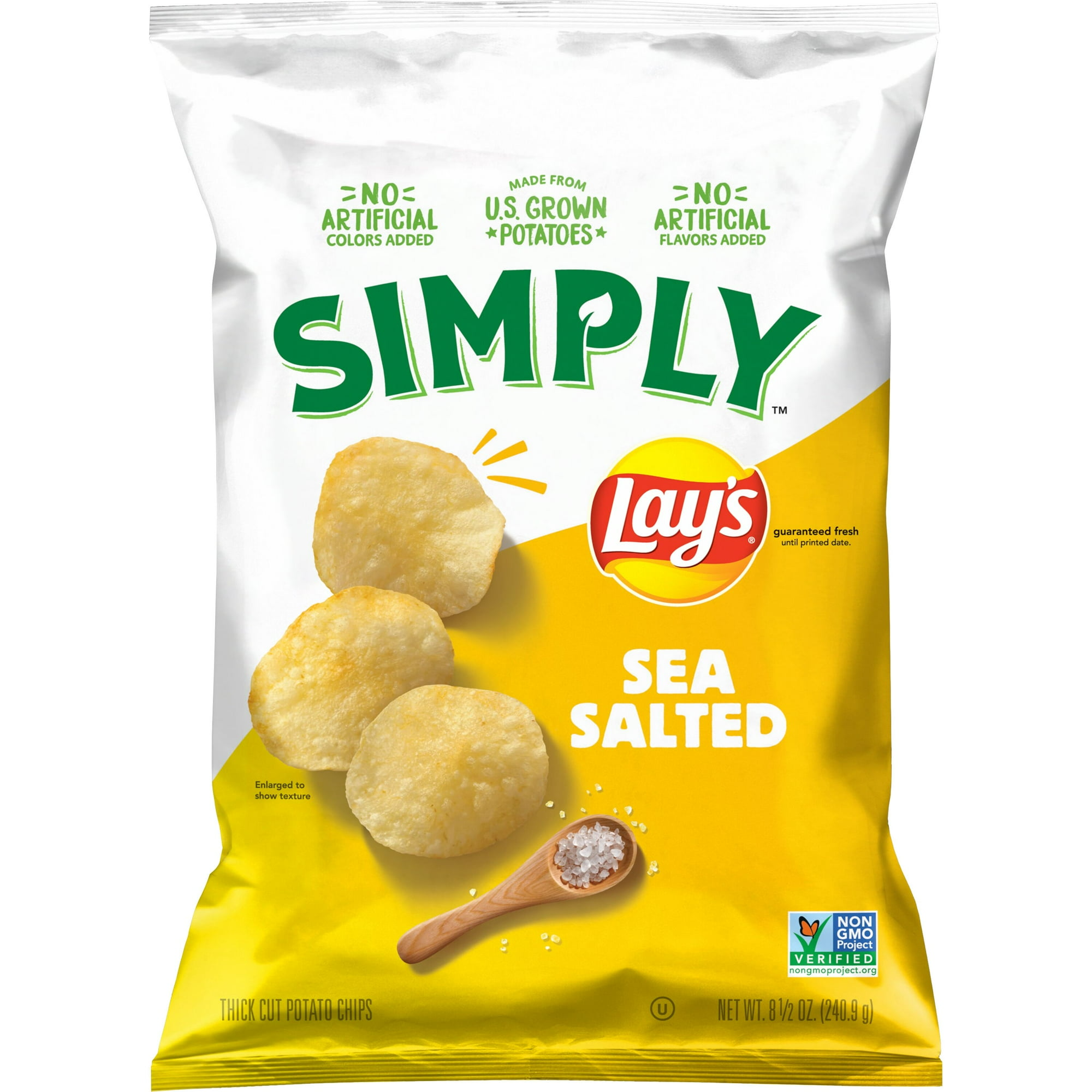 Simply Lay's Sea Salted Thick Cut Potato Chips, 8.5 oz Bag