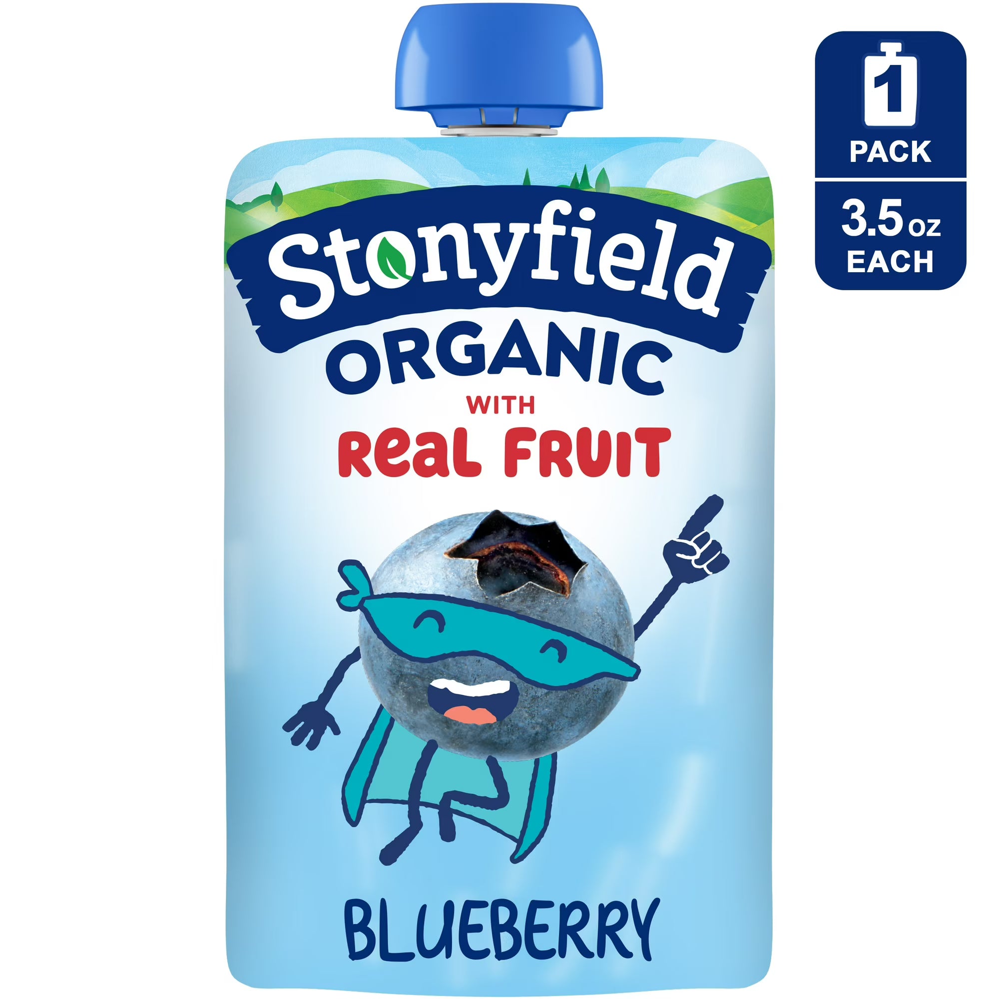 Stonyfield Organic Kids Lowfat Yogurt Pouch, Blueberry, 3.5 oz.
