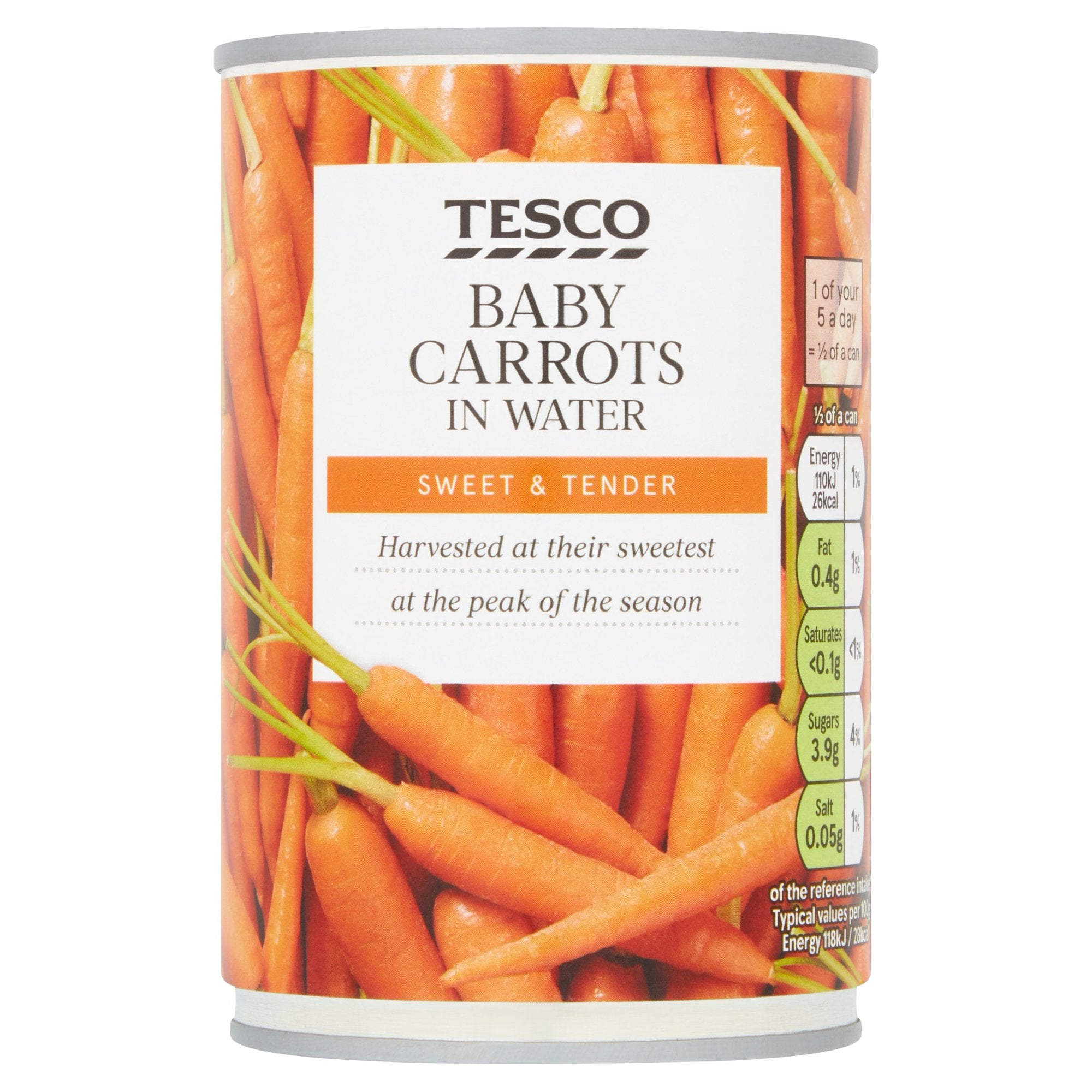 Tesco Baby Carrots In Water 300G, Imported from Britain