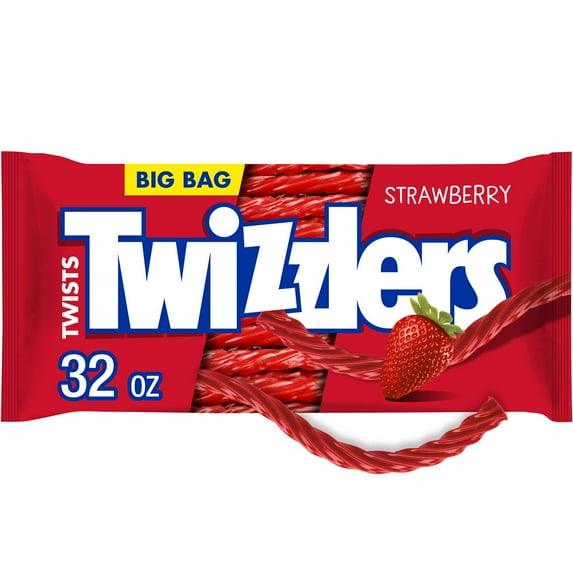 Twizzlers Twists Strawberry Flavored Licorice Style Chewy Candy, Big Bag 32 oz