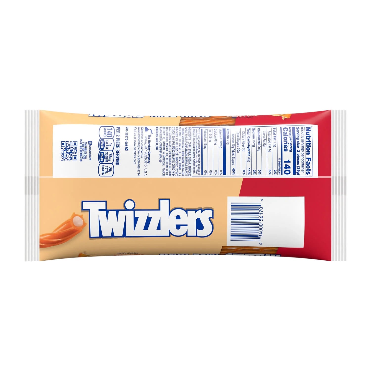 TWIZZLERS Filled Twists Orange Cream Pop Flavored Licorice Style, Chewy Candy Bag, 11 oz