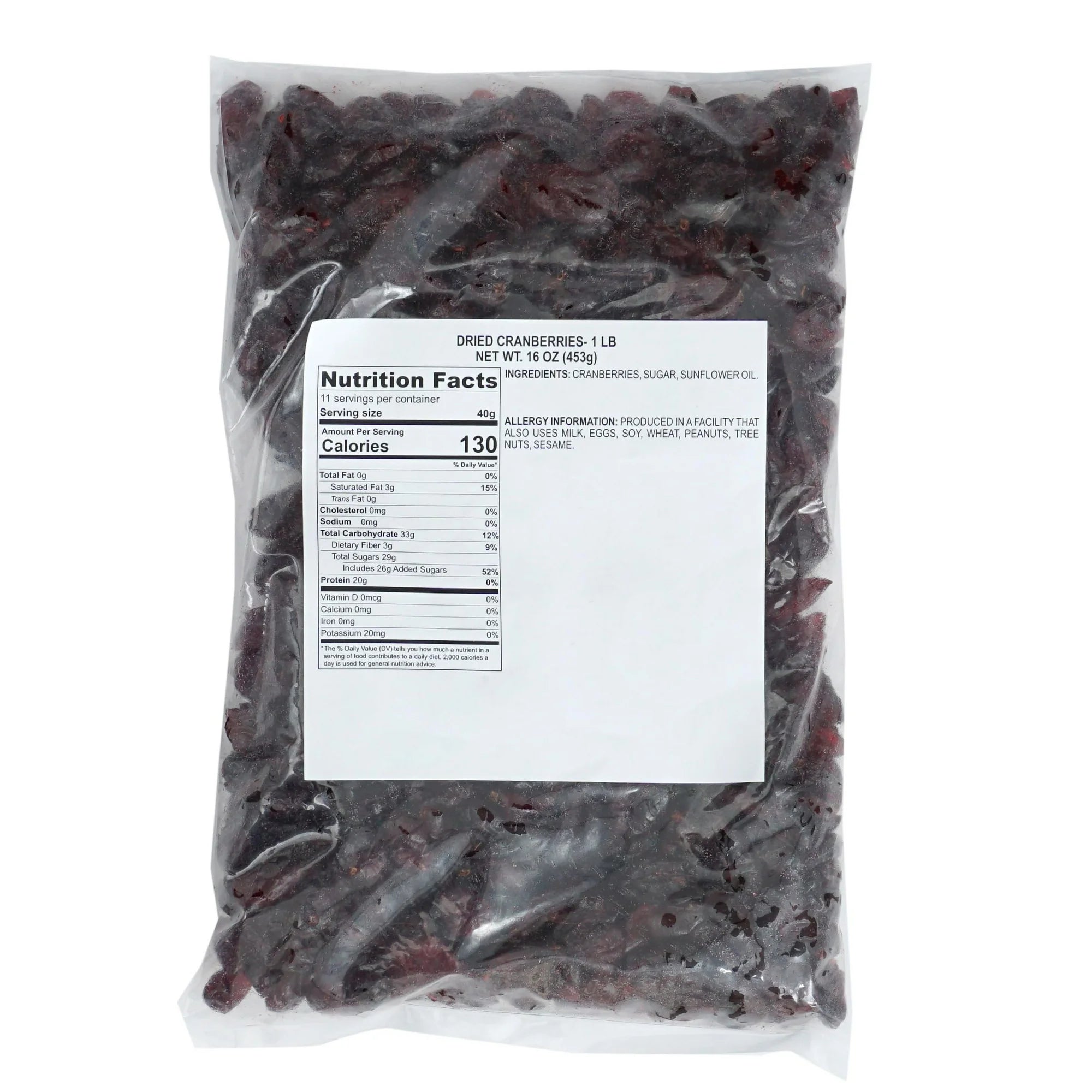 Dried Cranberries, 1 Pound Bag Cranberries, Craisins, Dried Fruit, The Hampton Popcorn & Candy Company
