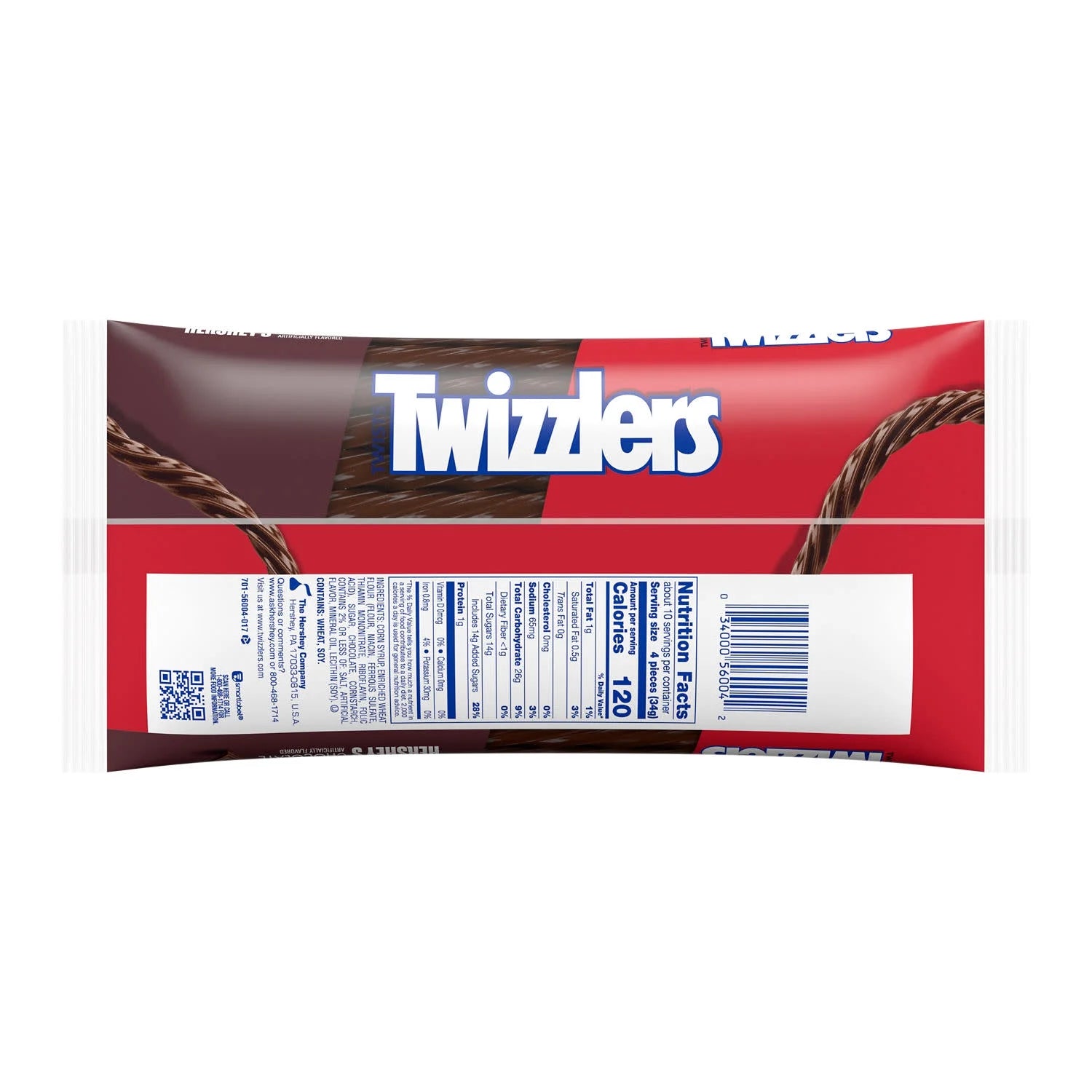 TWIZZLERS Twists HERSHEY'S Chocolate Flavored Licorice Style, Chewy Candy Bag, 12 oz