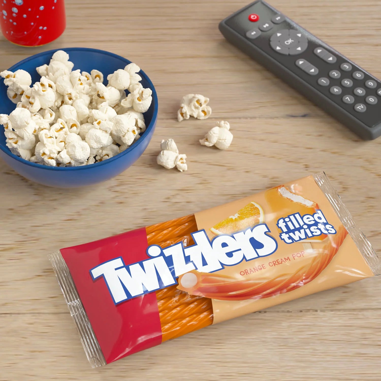 TWIZZLERS Filled Twists Orange Cream Pop Flavored Licorice Style, Chewy Candy Bag, 11 oz