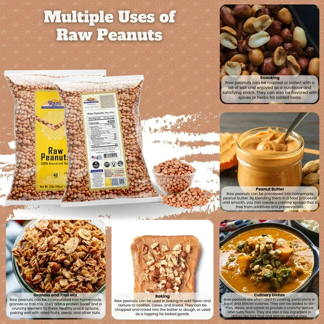 Rani Raw Red-Skin Peanuts 3lbs (48oz) – Vegan & Gluten-Free