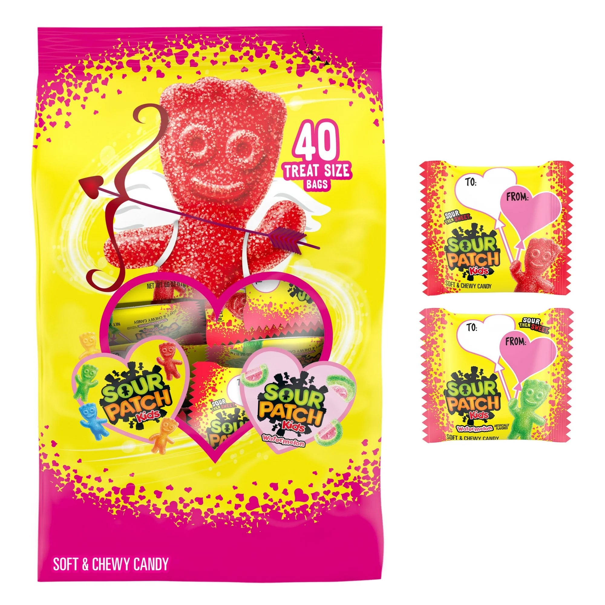 SOUR PATCH KIDS Original and Watermelon Valentines Day Candy Variety Pack, 40 Snack Packs