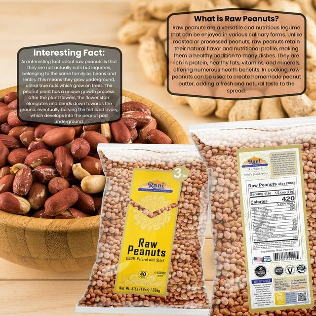 Rani Raw Red-Skin Peanuts 3lbs (48oz) – Vegan & Gluten-Free