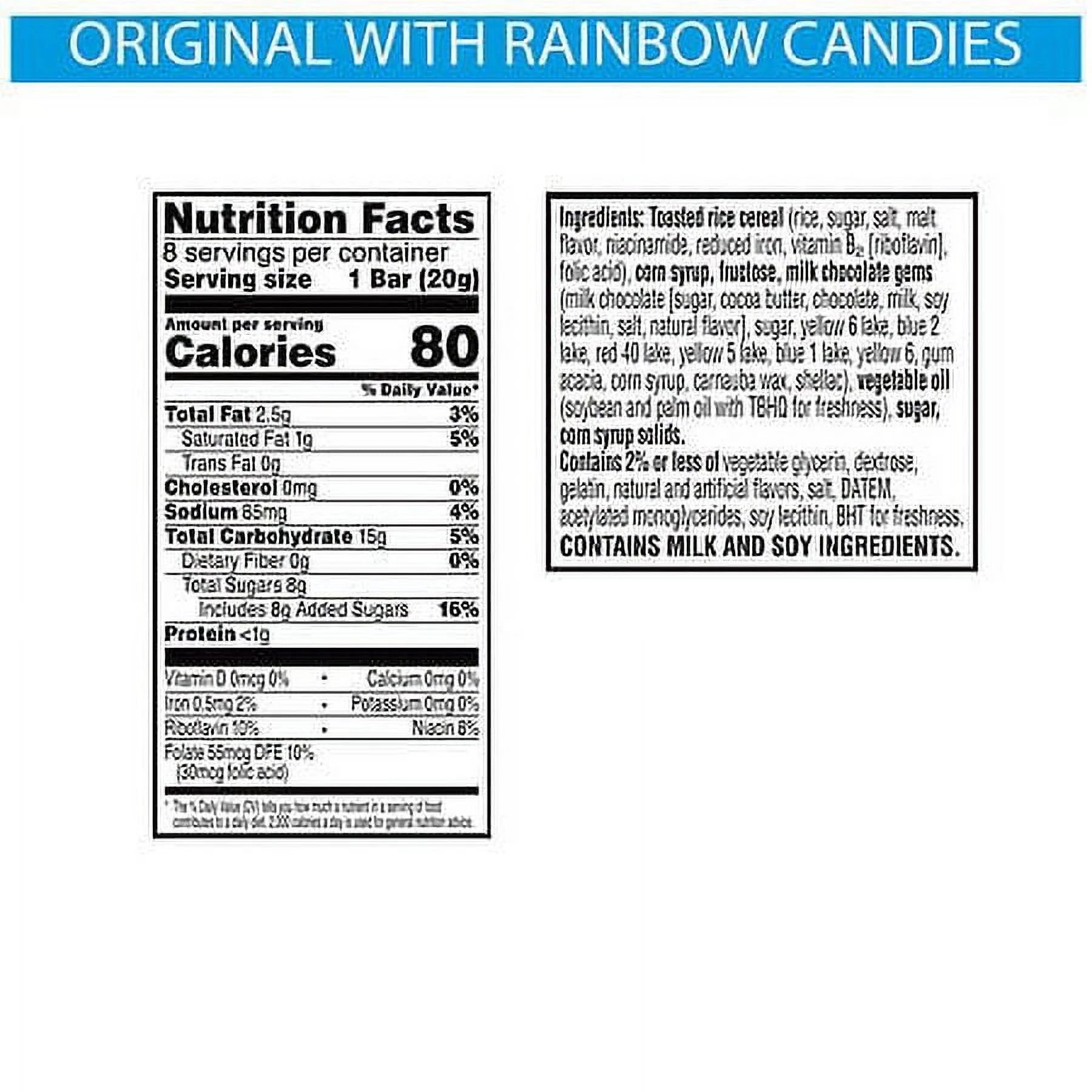 Rice Krispies Treats Marshmallow Snack Bars with Rainbow Candy Coated Chocolate Pieces 5.6 oz