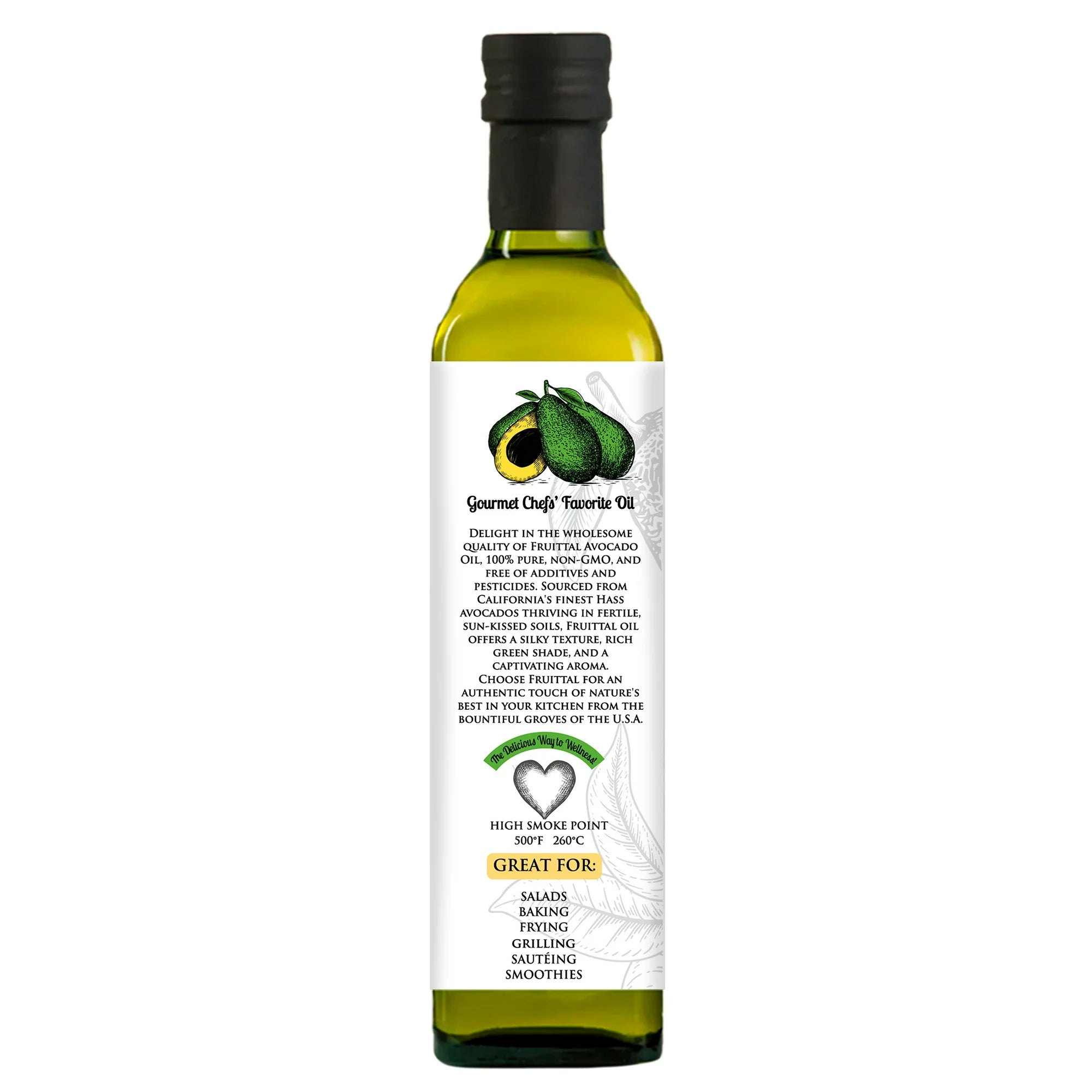 Fruittal Lemon-Infused Avocado Oil – 100% Pure, USA Made and Rich in Health Benefits (8.5 oz)