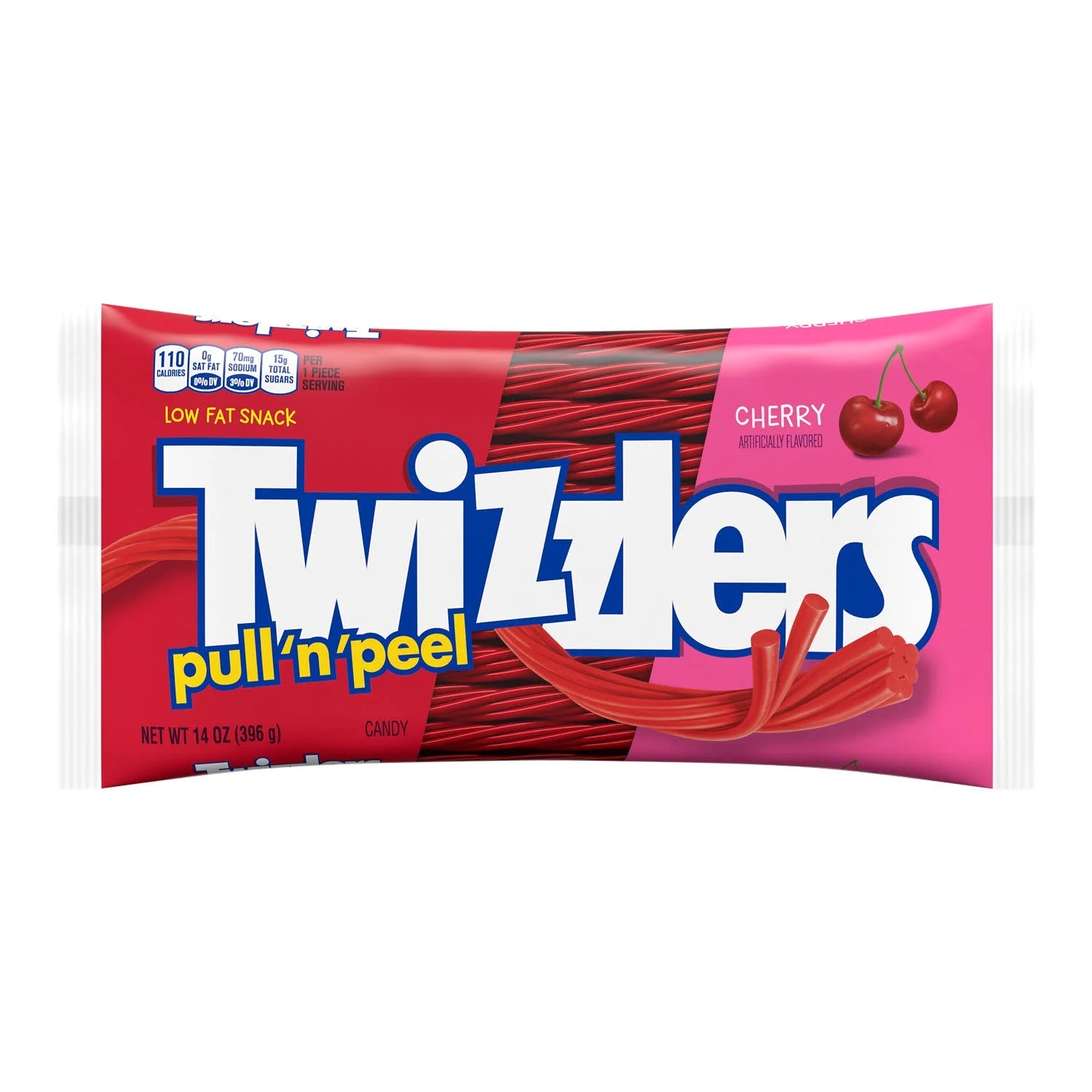 Twizzlers Pull 'N' Peel Cherry Flavored Licorice Style Chewy Candy, Bag 14 oz