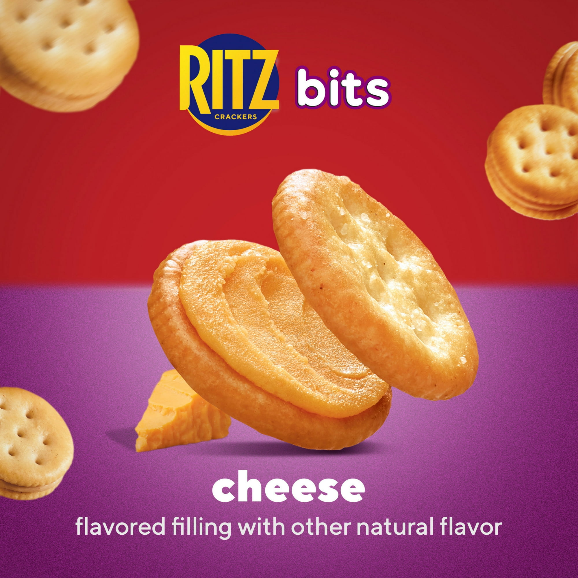 RITZ Bits Cheese Sandwich Crackers, Lunch Snacks, 10 Snack Packs