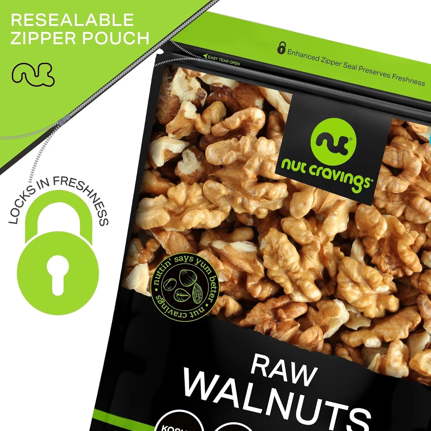 Nut Cravings Raw Walnuts Halves & Pieces, Unsalted, Shelled (6oz)