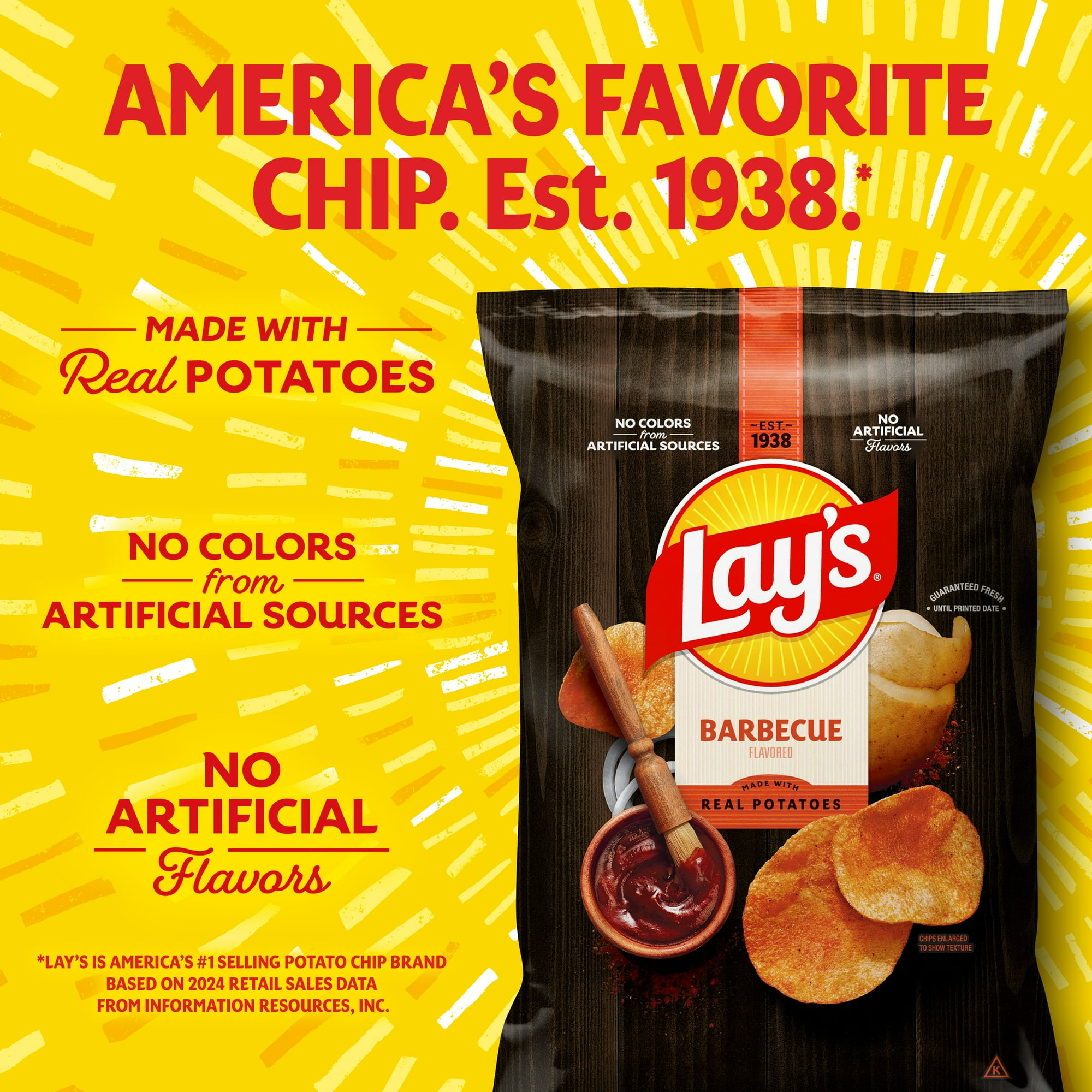 Lay's Barbecue Flavored Potato Chips 7.75 Ounce Bag