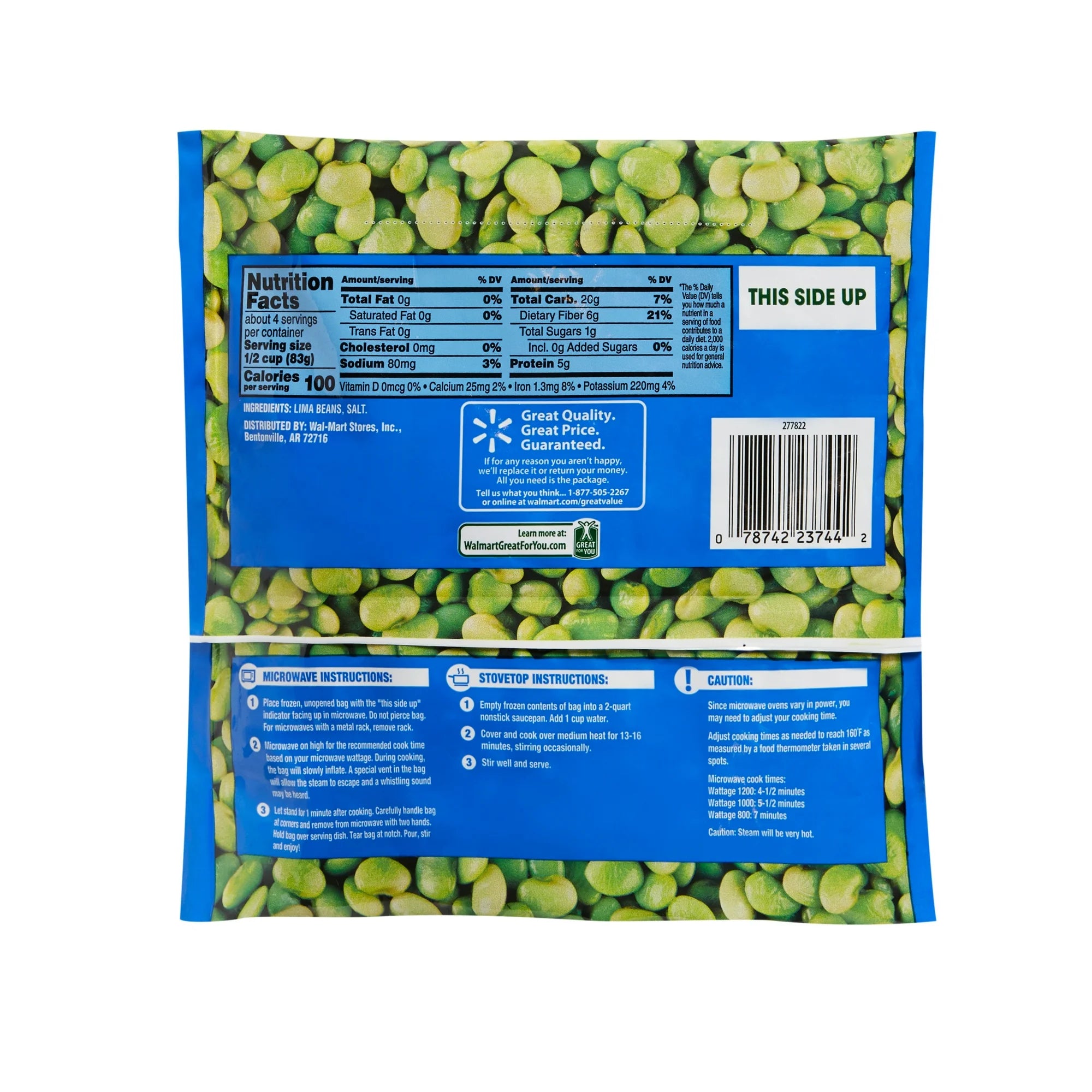 Great Value Baby Lima Beans, Gluten-Free, 12 oz Steamable Bag (Frozen)