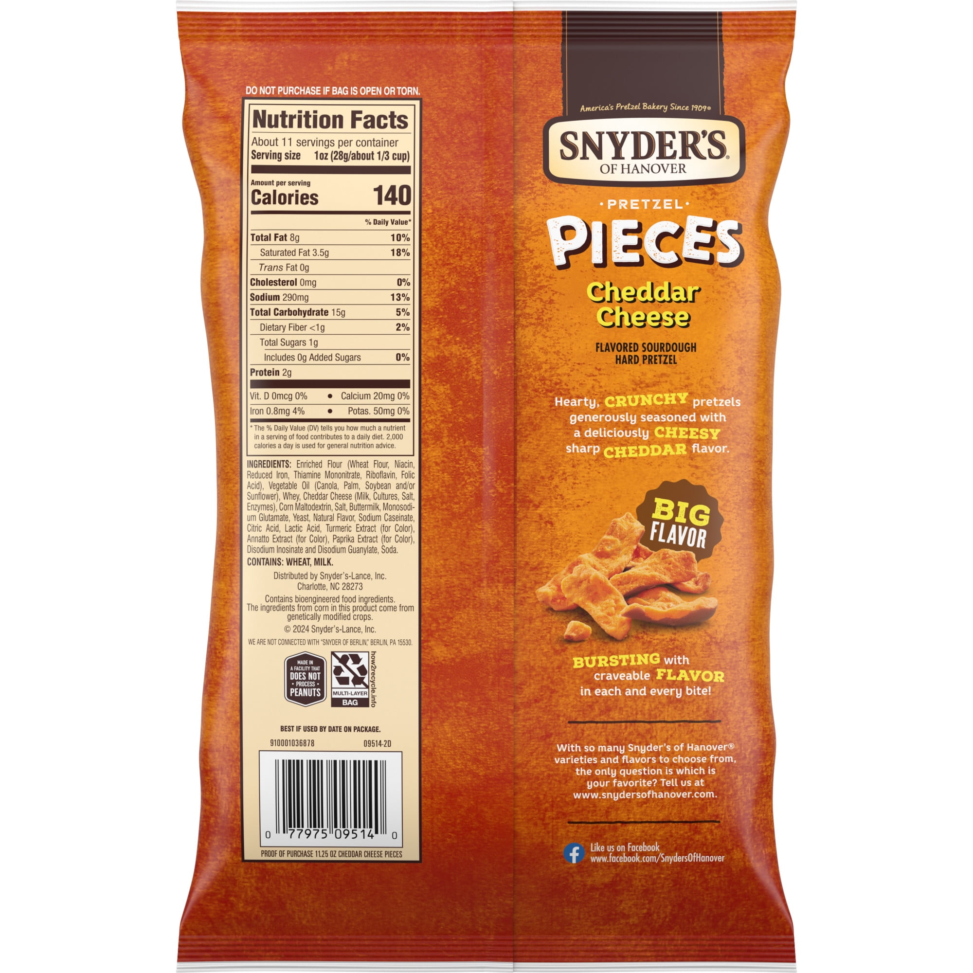 Snyder's of Hanover Cheddar Cheese Flavored Pretzel Pieces, 11.25 oz