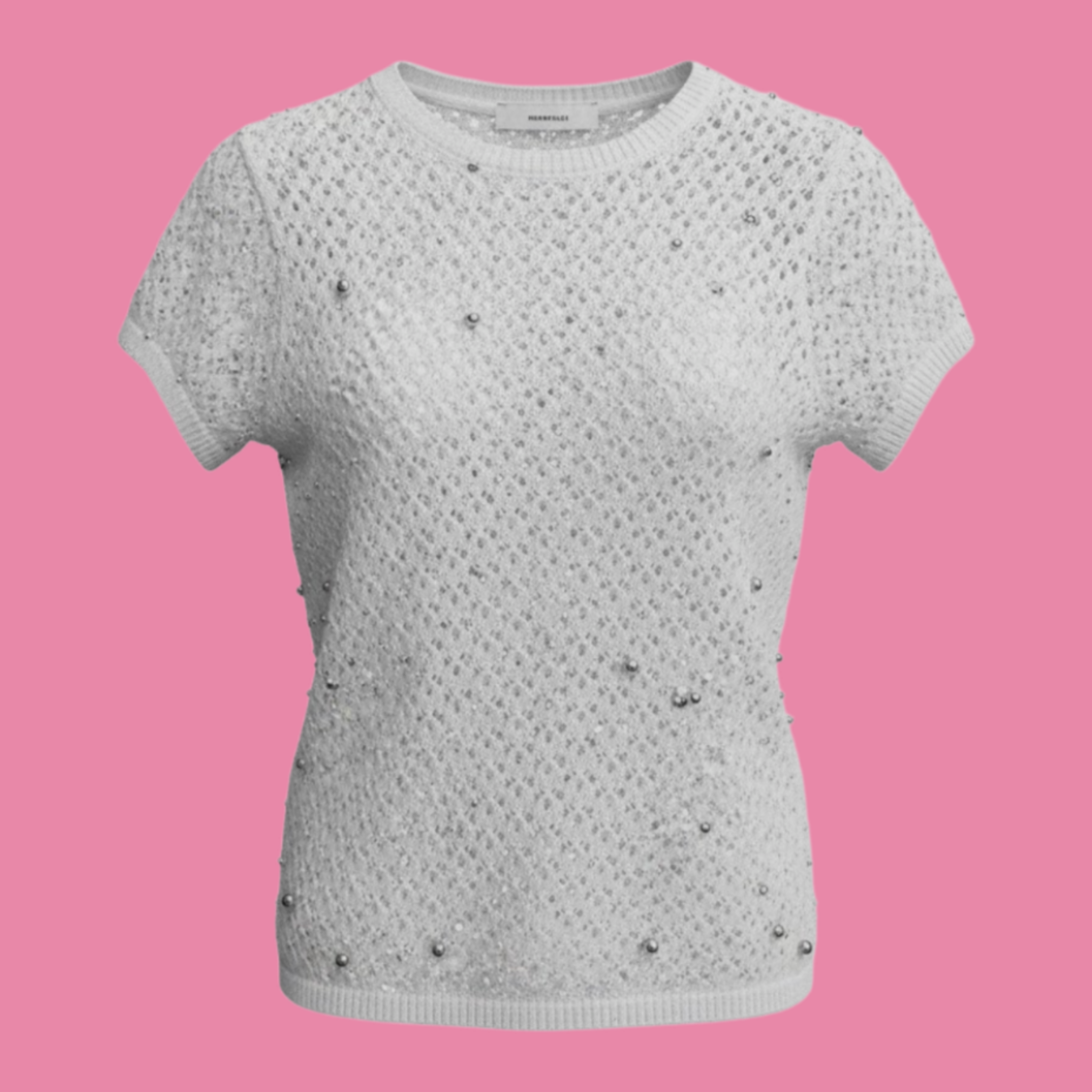 Summer multi cream color soft stretching hollow fabric design with silver beads for casual styling and special occasions