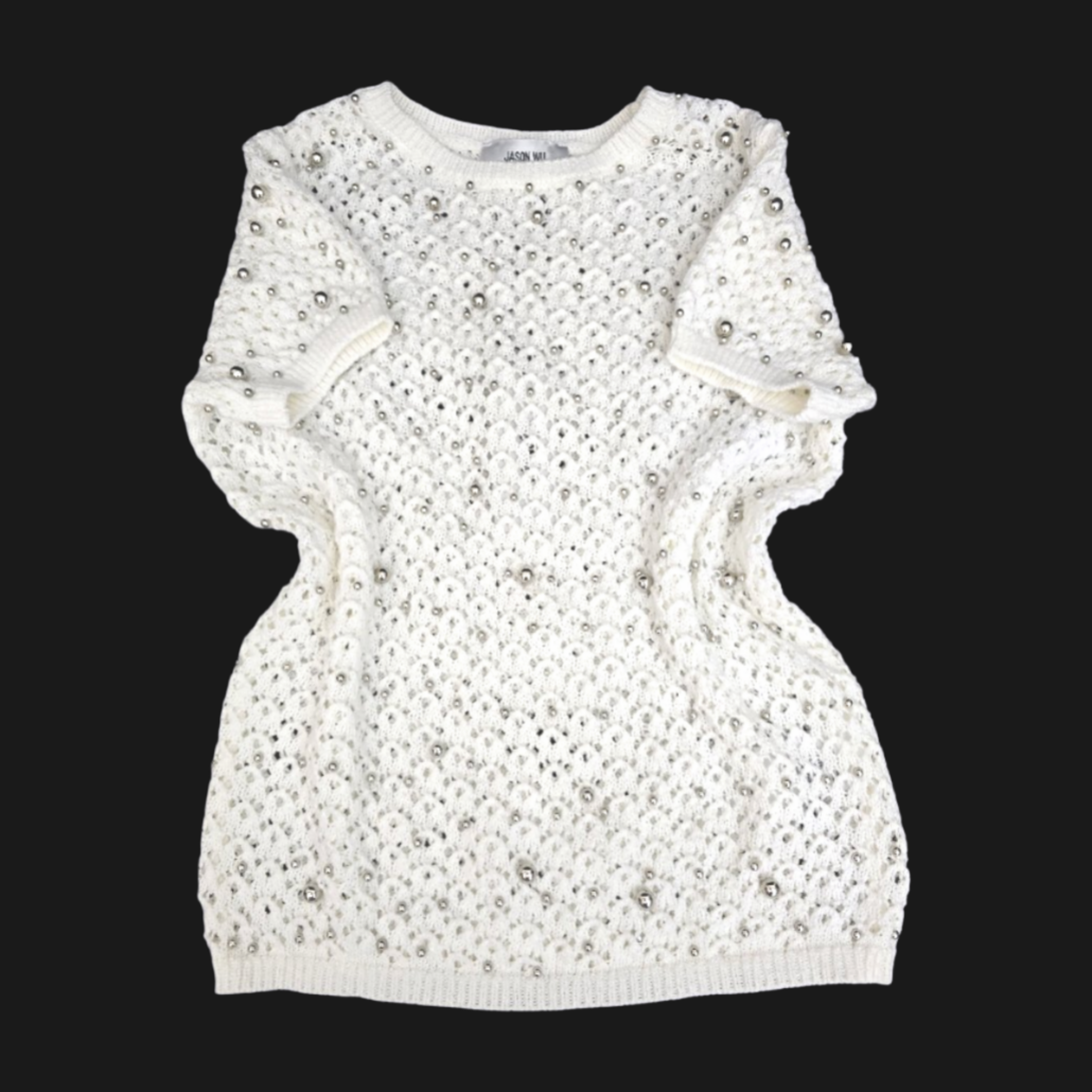 Summer multi cream color soft stretching hollow fabric design with silver beads for casual styling and special occasions