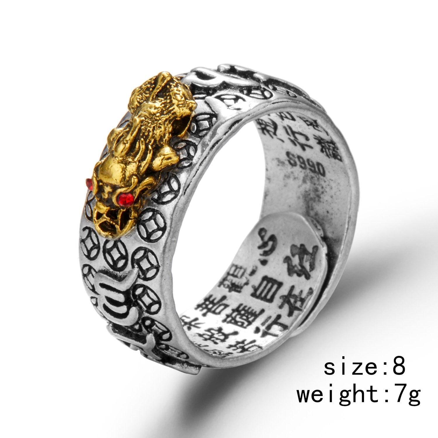 Chinese silver Plated Copper Coins Adjustable Ring