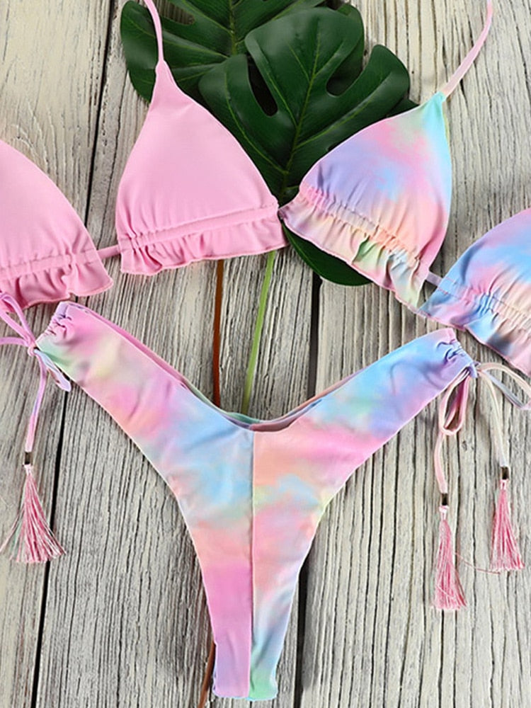 Miyouj Thong Bikini Set 2022 Blue Color Swimsuit Woman Sexy Bathing Suits Two Piece Bikinis Triangle Bandage Female Beachwear