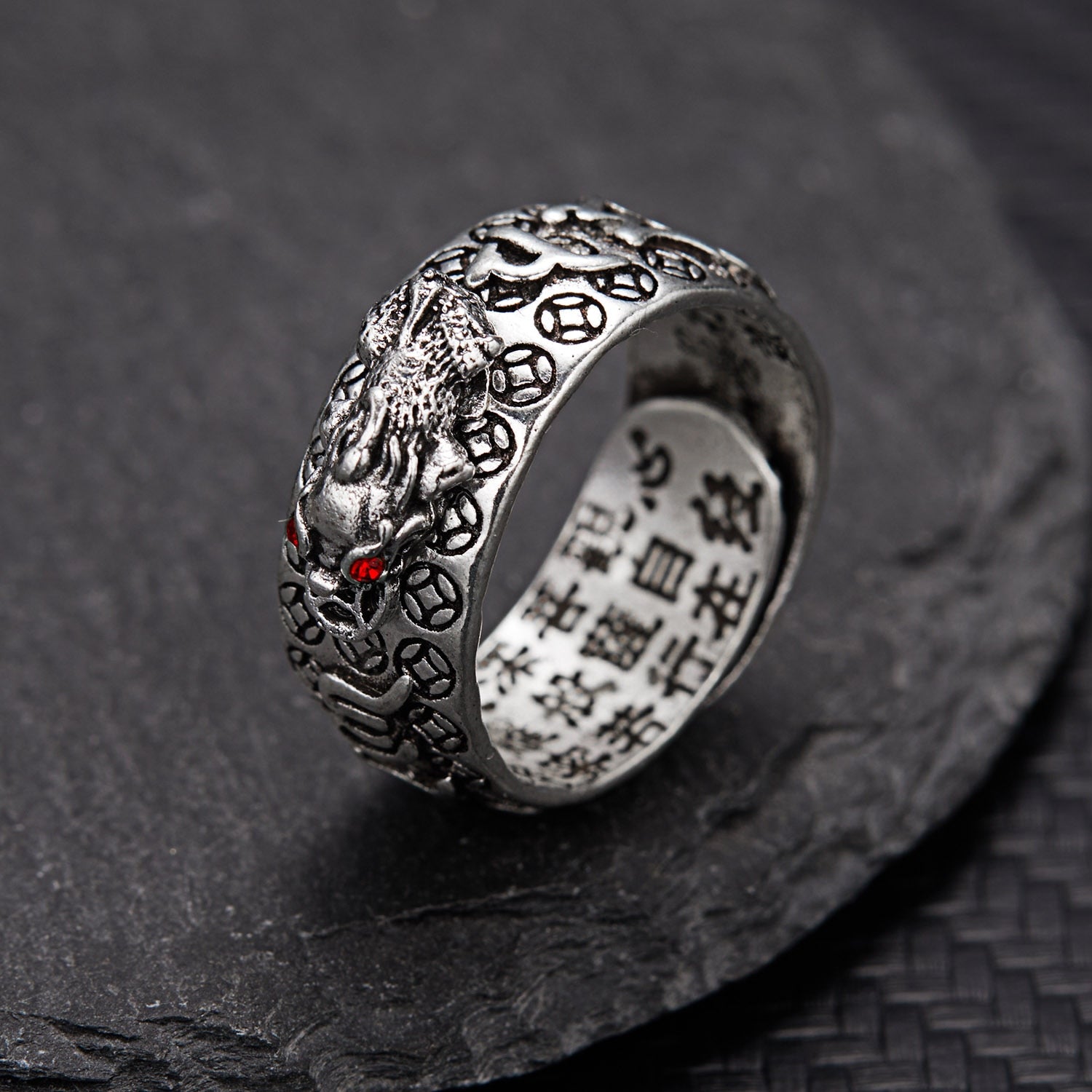 Chinese silver Plated Copper Coins Adjustable Ring