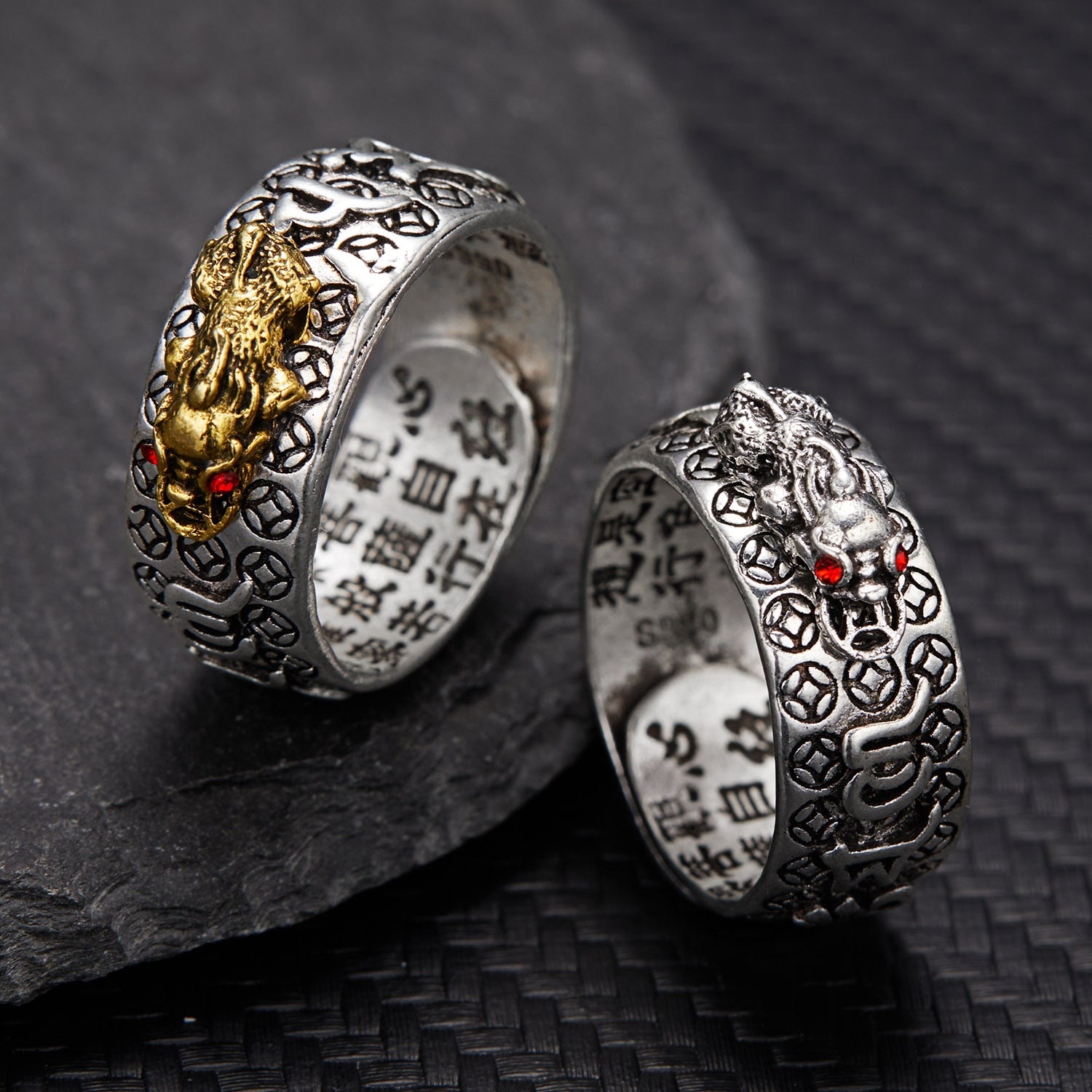 Chinese silver Plated Copper Coins Adjustable Ring