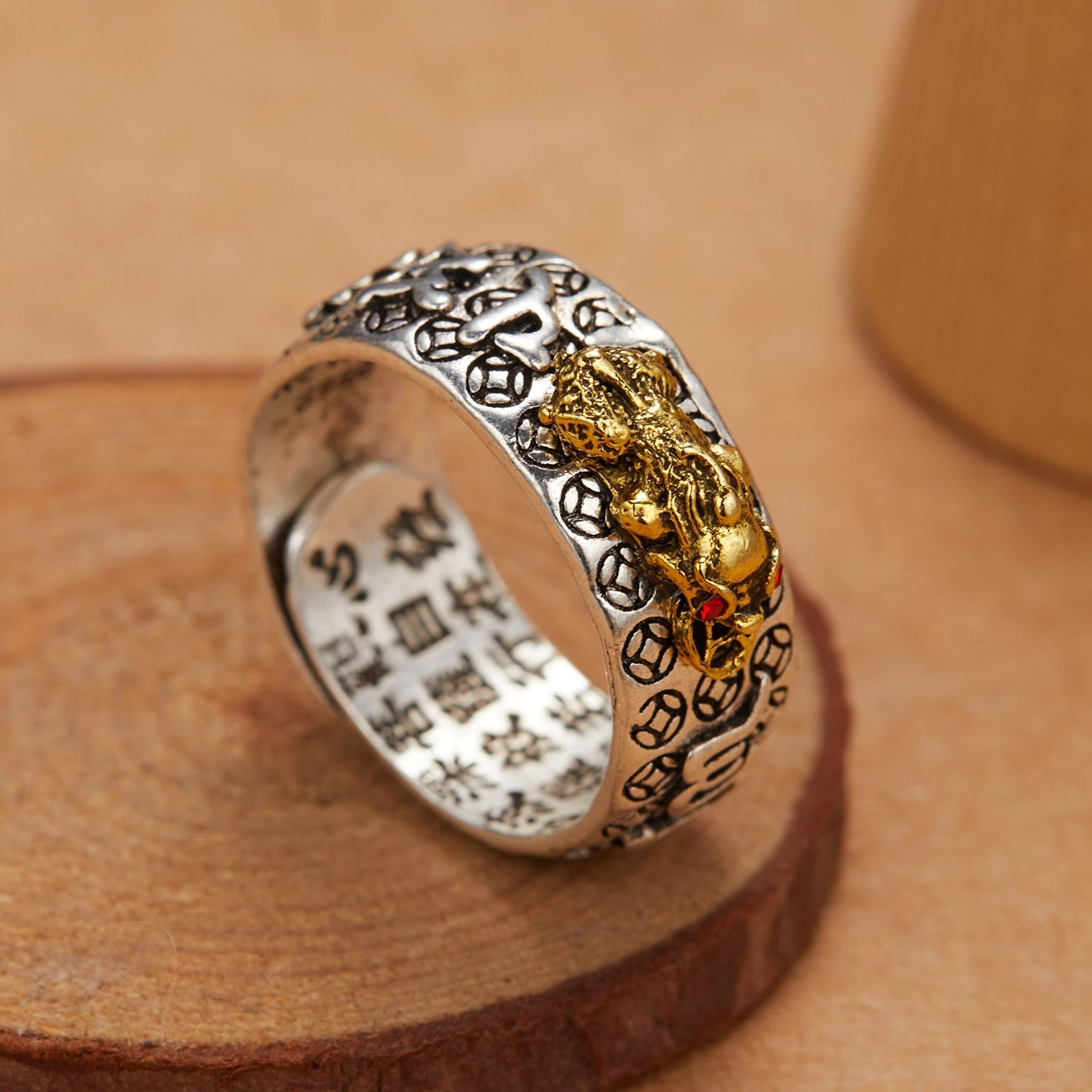 Chinese silver Plated Copper Coins Adjustable Ring