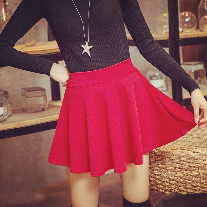 Korean Skirts Fashion Mini Elastic Pleated Skirt