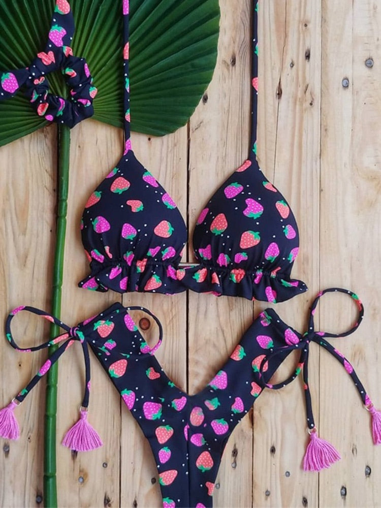 Miyouj Thong Bikini Set 2022 Blue Color Swimsuit Woman Sexy Bathing Suits Two Piece Bikinis Triangle Bandage Female Beachwear
