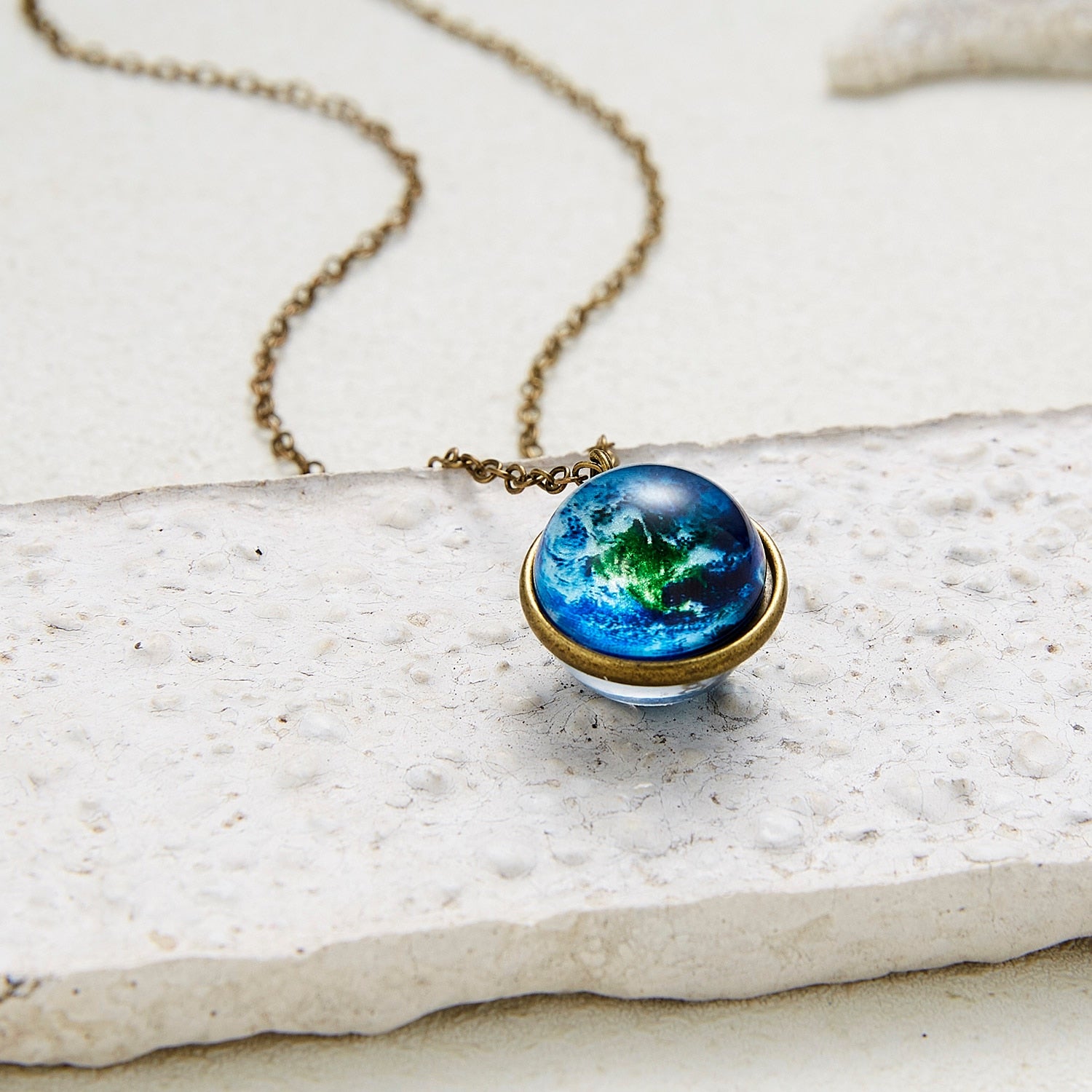 1PC Vintage Colorful Galaxy Universe Round Pendant Necklace