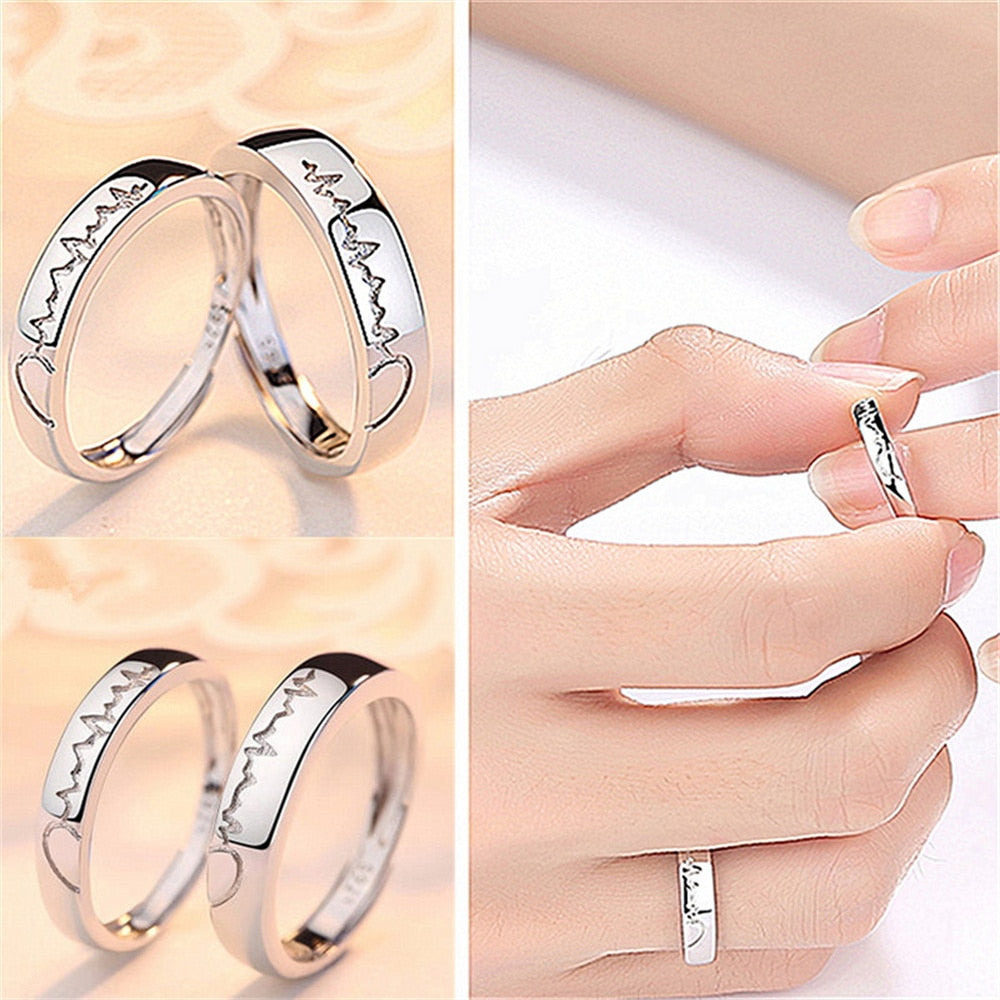 2Pcs Luxury Zircon Heart Couple Ring