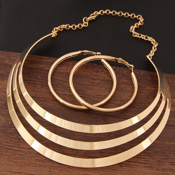 KMVEXO Trendy Gold Metal Torques Necklace