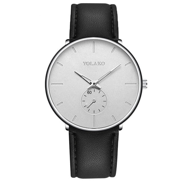 Ultra Thin Minimalist Quartz Stainless Stee Casual Leather Watch
