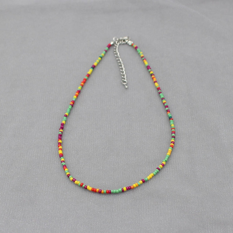 Simple Colorful Seed Beads Strand Choker Necklace