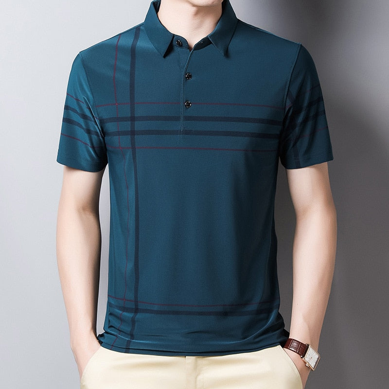Ymwmhu Fashion Striped Slim Men Polo Shirt
