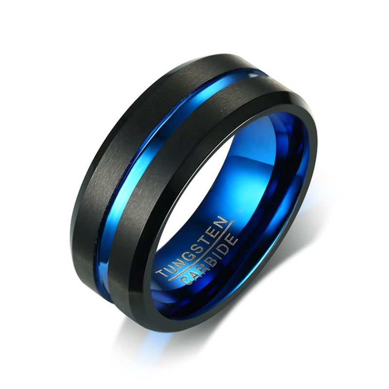 FDLK Fashion 8MM Men's Stainless Steel Beveled Edge Ring