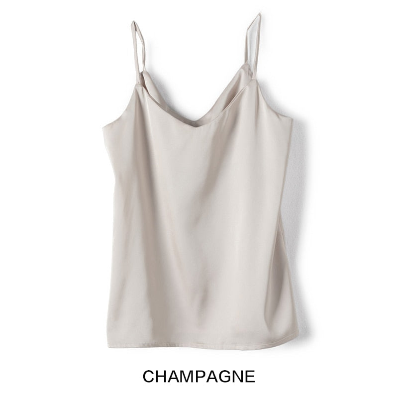 V-neck Satin Beauty Back Off-shoulder Camisole Women