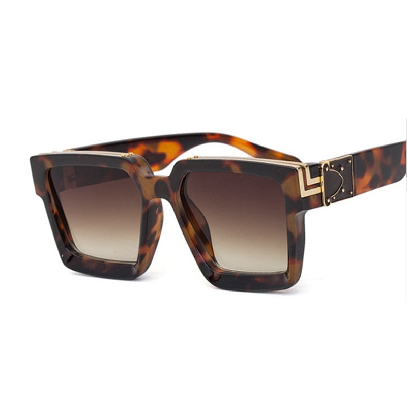 Vintage Square Man Woman Gradient Big Frame Sunglasses