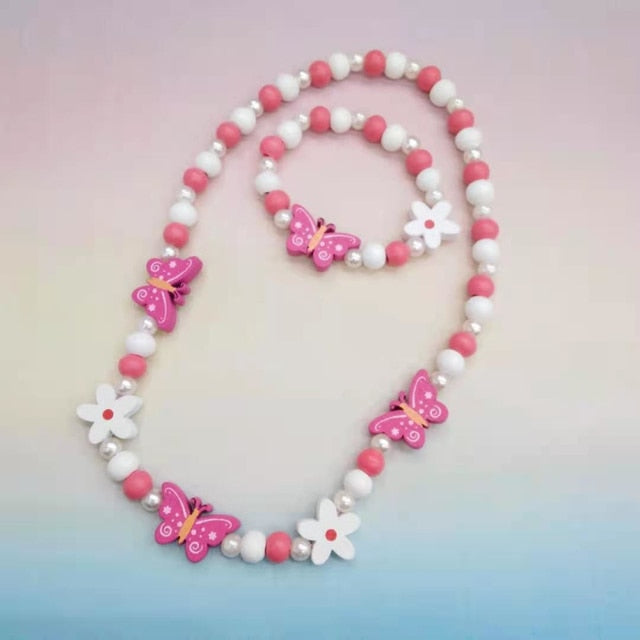 2pcs/Set Fashion Natural Wood Beads Necklace Bracelet