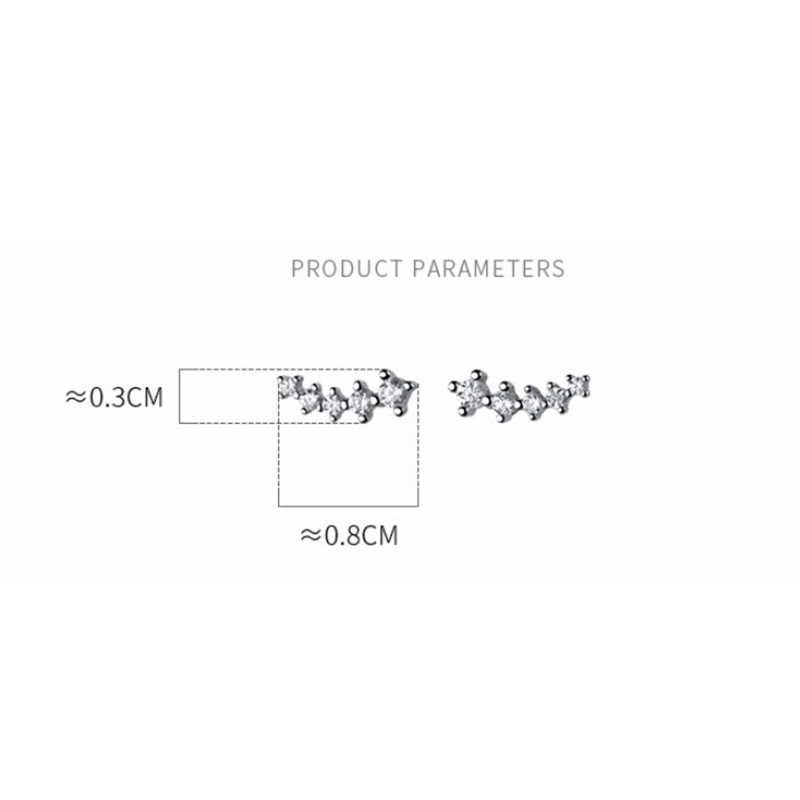925 Sterling Silver Simple Pave Zircon Mini Small Stud Earrings