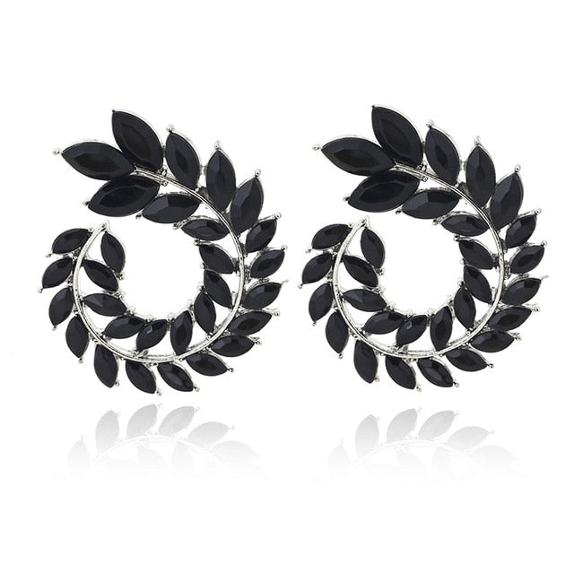 10 Colors Rhinestone Geometric Big Round Earrings