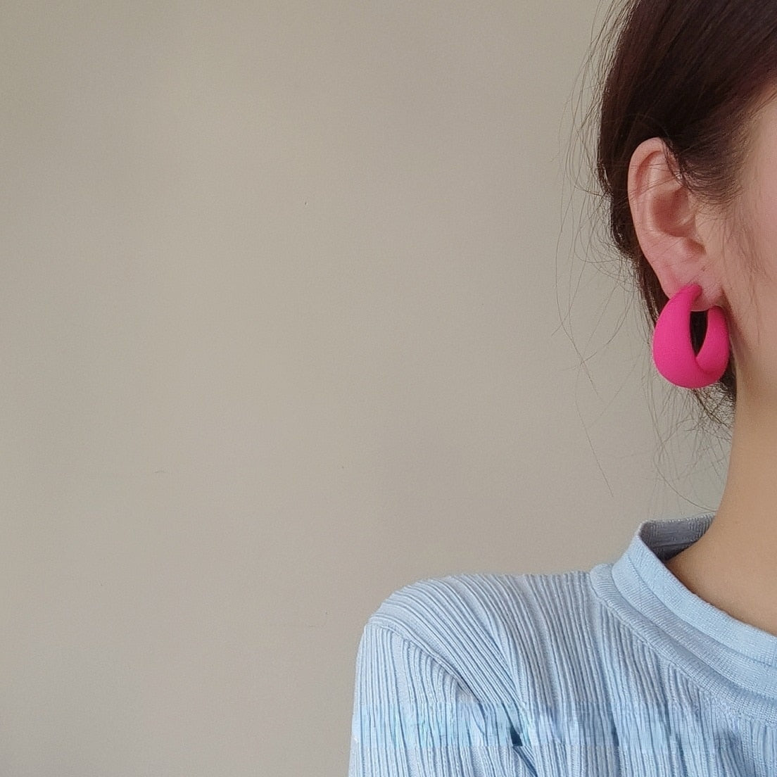Korean style candy colors C-shaped earrings