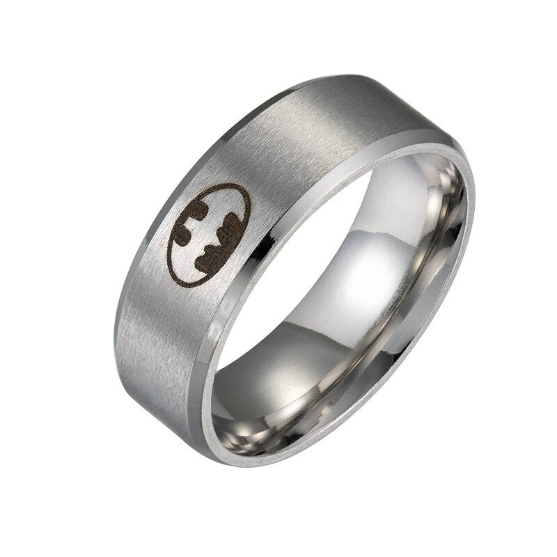 Fashion Laser Logo Bat Rings Stainless Steel for Men