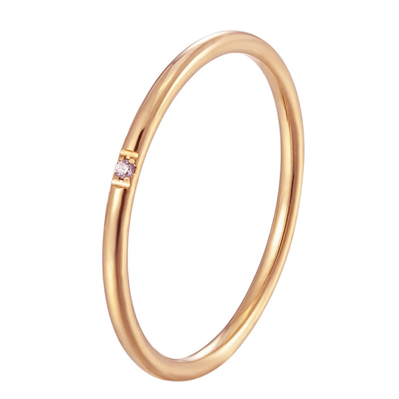 1mm stainless steel Cubic Zirconia Thin Finger Ring