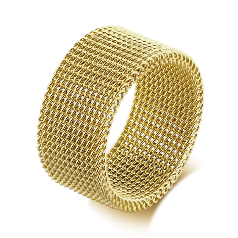 MENS MODERN STAINLESS STEEL MESH BAND RING