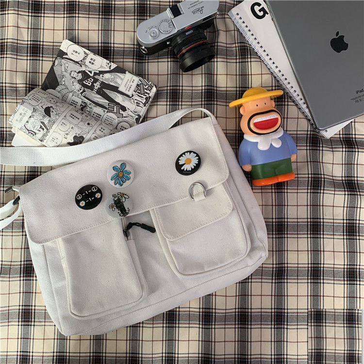 Solid Color Canvas Diagonal Cross Bag