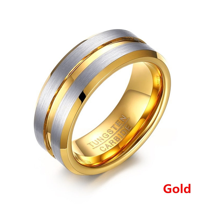 FDLK Fashion 8MM Men's Stainless Steel Beveled Edge Ring