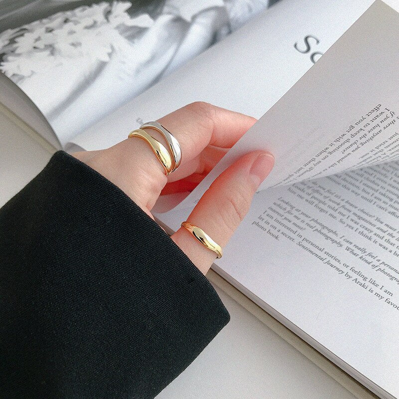 XIYANIKE Silver Color Irregular Wave Rings