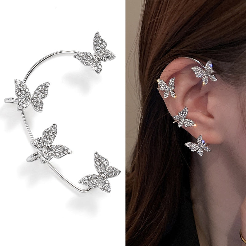 Luxury Shiny Crystal Rhinestone Long Tassel Ear Cuff Earing