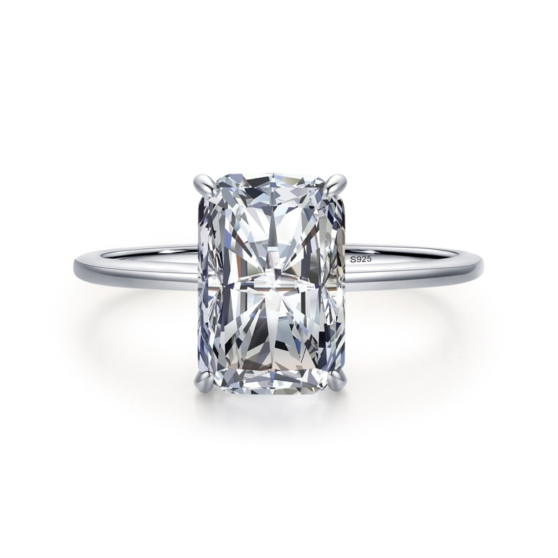 Ailmay Luxury Cutting Clear CZ Solid 925 Sterling Silver Classic Finger Ring